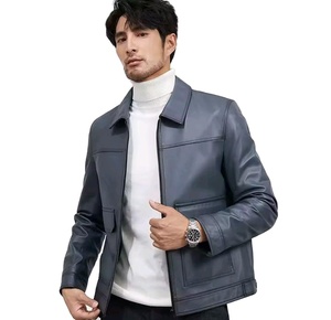 2026 Spring and Autumn Windproof Leather <b>Jacket</b> Outdoor Sports Leisure American <b>Retro</b> Street <b>Motorcycle</b> Leather <b>Jacket</b> - Product Image 4
