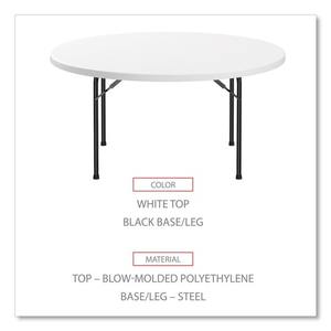 Alera ALEPT60RW 60 pouces. Diamètre X 29,25 pouces Table pliante d'extérieur blanche 60 pouces. Diamètre X 29,25 pouces Table pliante en plastique - Blanche - Product Image 6