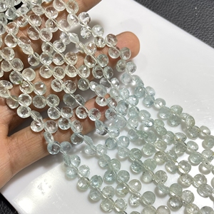 Perles de briolette en forme de pièce de monnaie à facettes aigue-marine naturelle pierre précieuse multicolore pour bijoux - Product Image 2