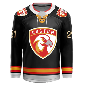 Nuevo logotipo, estampado sublimado, cosido, ropa de hockey Retro, Jersey de hockey, uniforme de hockey sobre hielo de manga larga para hombre, personalizado - Product Image 5