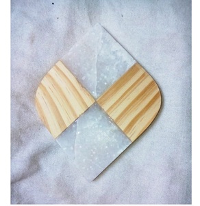 MARBLE & WOOD COSTER 40 Juego de posavasos de MATERIAL PERSONALIZADO Almohadillas redondas de piedra de estilo clásico para cocina Hecho EN LA India - Product Image 3