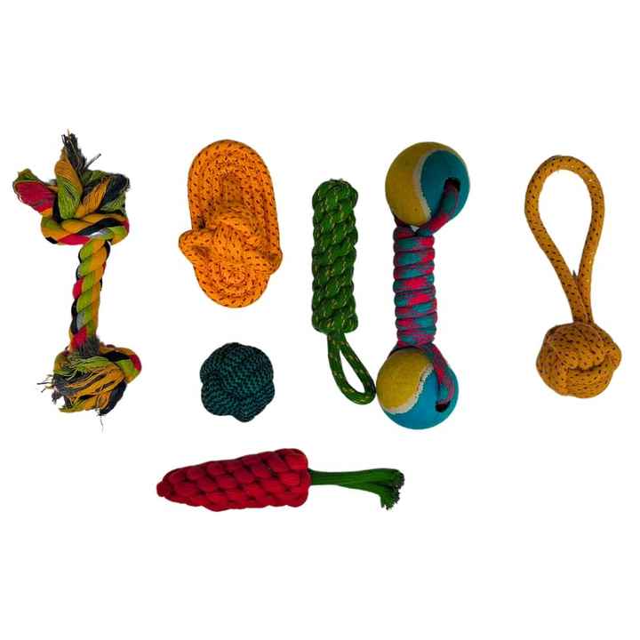 2025 Hot Selling Item  Custom Set Dog Chew Toy Dog Toys with Knots Combo of 7 Ropes All Puppy Breeds and Aggressive Chewers