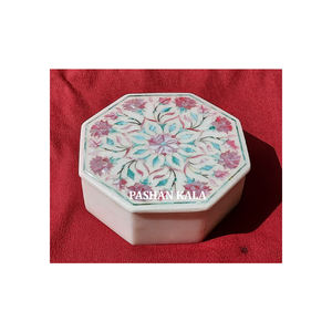 Dernier produit Coffrets cadeaux de bijoux en incrustation de nacre de couleurs mélangées avec décoration de festival Boîte en incrustation de vadrouille en marbre blanc - Product Image 1