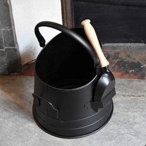 Tall iron <b>coal</b> bucket for indoor fireplace or outdoor fire pit use featuring vintage style and rugged construction - Product Image 6