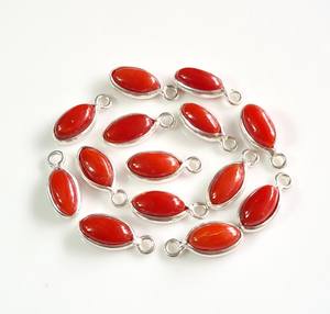 Superbe cabochon en corail rouge naturel de 8mm en argent sterling 925 Connecteurs à breloques remplis d'or 18K Réglage de la lunette de 8mm pour pendentifs fins - Product Image 5