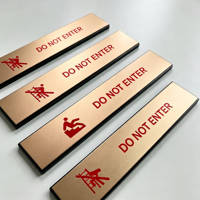 Panneau d'avertissement de sécurité rectangulaire en aluminium brossé, symbole et texte gravés sur mesure, plaque d'avis pour porte intérieure, signalétique murale pour hôtel et bureau