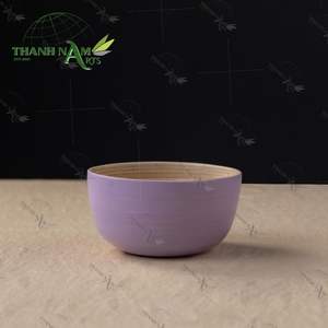 Bol en bambou réutilisable de couleur personnalisée vaisselle légère laquée faite à la main fourniture de salle à manger OEM écologique pour salade soupe nouilles - Product Image 5