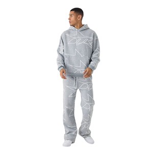 Pantalon de survêtement unisexe à séchage rapide personnalisé Ensemble de sweat à capuche Joggers évasés survêtement deux pièces 100% coton OEM évasé - Product Image 6