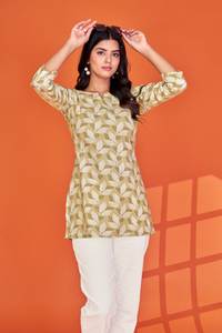 Top Tradicional de Fiesta con Motivo de Hojas para Mujer, Mezcla de Algodón, Gris, Estampado Digital en Relieve, Secado Rápido - Product Image 6