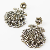 Anting-anting kancing mutiara imitasi bentuk hewan Bohemian bermanik biji trendi alami gaya Samudra untuk perhiasan pantai wanita