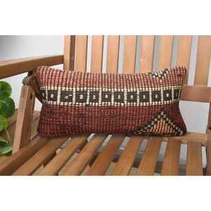 Brown Wool Kilim 18x18 Inch Luxury Pillow 8x16 Inch Patchwork Design Woven Vintage Floral & <b>Fluffy</b> Print Portable <b>Bedding</b> - Product Image 1