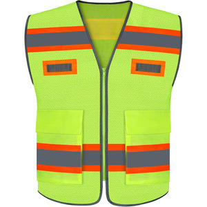 Chaleco de seguridad de trabajo de tráfico de poliéster ajustable Chaleco reflectante de seguridad de alta visibilidad Ropa con logotipo personalizado - Product Image 1