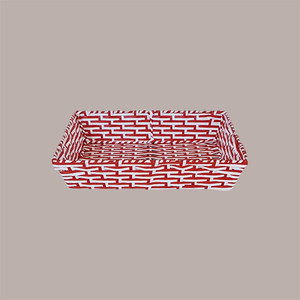 Cesta de regalo de Navidad rectangular mediana blanca y roja con núcleo de metal y revestimiento de papel 360x260x75mm - Product Image 6