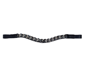 Bandeaux équestres en cuir véritable de haute qualité pour chevaux avec chaîne en cristal dans de nombreuses couleurs Dressage Brow band - Product Image 1