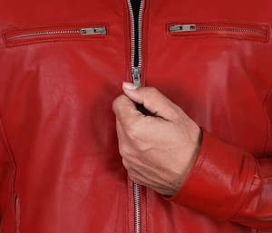 Chaqueta de Cuero para Hombre para Clima Frío, Prenda Exterior de Cuero Aislada, Estilo Motociclista - Product Image 3