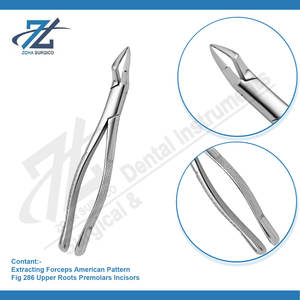 Pince d'extraction motif américain figue 286 racines supérieures prémolaires incisives qualité allemande Starnderd Instruments chirurgicaux dentaires - Product Image 3