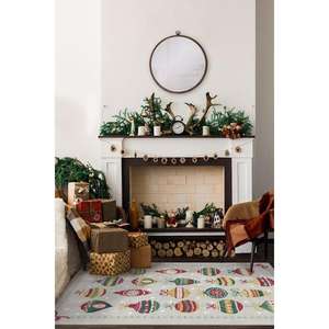 Festive Garland Holiday Shortbread Flatwoven Alfombra para agregar un toque de alegría a su espacio - Product Image 2