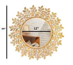 Modern Diamond Golden Leaf Handmade Metal <b>Decorative</b> <b>Wall</b> <b>Mirror</b> for Home Living Room Wedding - Product Image 6