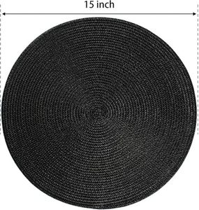 Sets de table ronds en jute et tissu perlés fabriqués à la main pour table à manger mariage noël et réunions de famille décoration de fêtes - Product Image 1