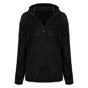 Chaqueta con capucha ajustable y cremallera de lana cálida a la moda, chaqueta de estilo urbano suave transpirable ligera de lujo con logotipo personalizado - Product Image 2