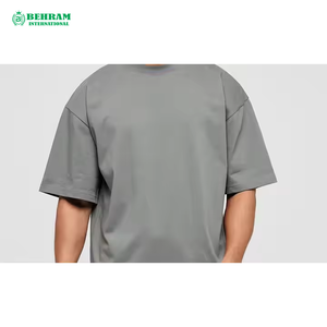เสื้อยืดคอกลมแขนสั้นทรงหลวมพิมพ์ลายผ้าฝ้าย 100% สำหรับผู้ชาย  แบบไหล่ตก  ทรงบ็อกซี่  เนื้อผ้าหนา  รับสกรีนโลโก้ด้านหน้า  ขายส่ง - Product Image 4
