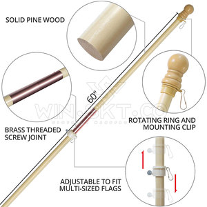 New Style Wholesale Wooden <b>Flag</b> <b>Pole</b> Custom Made Wooden <b>Flag</b> <b>Pole</b> Cheap Price Wooden <b>Flag</b> <b>Pole</b> - Product Image 2