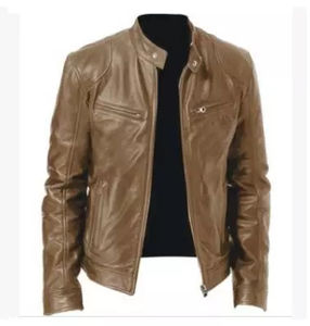 Vêtement pour homme de haute qualité, veste en cuir de vache personnalisée par un designer, col montant, veste de moto vierge pour homme - Product Image 6