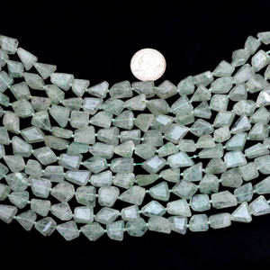 Green Jade 11mm-14mm Faceted Nuggets Beads Natural Grape Jade Quartz <b>Step</b> Cut Tumbled Semi Precious Gemstone Beads For Jewelry - Product Image 1