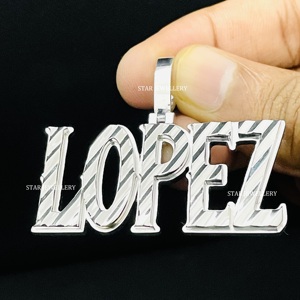 Pendentif Lettre Unisexe Hip Hop Personnalisé en Or 10K Plaqué Rhodium avec Diamant Taillé sur Mesure - Product Image 2