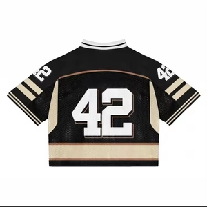 เสื้อสเวตเตอร์กีฬาฮอกกี้สไตล์คลาสสิกเสื้อเจอร์ซีย์อเมริกันฟุตบอลสตรีทแวร์ผ้าตาข่ายเข้ารูป - Product Image 2