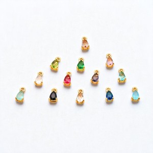 Orange Morganite <b>Quartz</b> Gold Plated 5x3 MM Pear Prong Setting Gemstone Connector Charm Single Bail Connector for <b>Bracelet</b> Making - Product Image 2