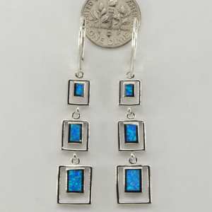 Handmade Designer <b>Blue</b> Fire Opal Drop Earrings 925 Sterling Silver Earrings for Women and Girls Wear in Wedding <b>Party's</b> , Hldi - Product Image 2