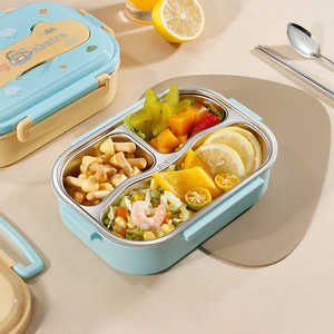 Boîte à lunch japonaise Dino 1000 ml en acier inoxydable isolé avec couvercle en plastique de haute qualité, pot alimentaire pour la conservation - Product Image 2