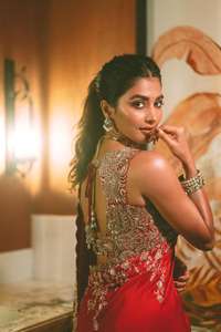 Blouse ethnique non cousue Lehenga Saree Set avec fil en filet papillon et broderie à paillettes pour les fêtes d'hiver et d'été - Product Image 5