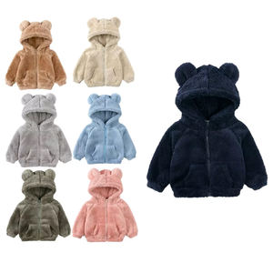 Chaqueta de lana para bebés, niños y niñas, con capucha y cremallera, abrigo de oso bonito, ropa de invierno para niños de 3 a 8 años, venta al por mayor - Product Image 1