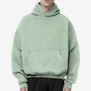 Pull à capuche court surdimensionné en laine et coton épais personnalisé pour hommes Sweat à capuche vierge de haute qualité - Product Image 1