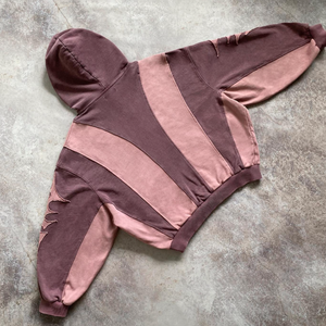 OEM unisexe personnalisé imprimé fermeture éclair et pull à capuche 85% coton-Vintage lavé manches déchirées, ourlet en détresse Streetwear 2025 - Product Image 5