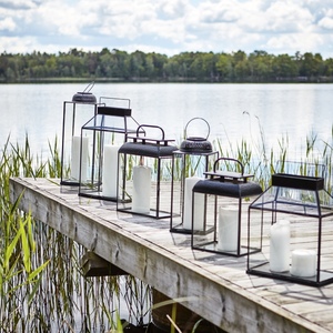Antique Black Silver <b>Square</b> Metal Glass Handmade Classical Pillar <b>Candle</b> Holders Indoor Outdoor Christmas Decor Elegant Home - Product Image 4