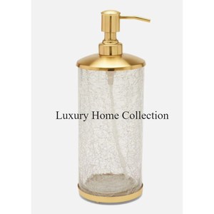 Metallic Fancy Liquid Soap and <b>Sink</b> Dispenser Gold Color Lining Design Round Shape Bottle <b>Storage</b> for Soap Bathroom Accessories - Product Image 3