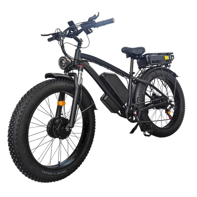 High Speed 26" Fat Tire Electric Bikes Adults 48v Ebike 2000w Dual Motor Powerful Electric E Bike Full Suspension Double Battery