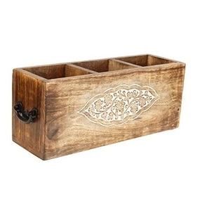 Merveilleux design décoration de la maison vaisselle couverts support de rangement 3 sections porte-couverts en bois de qualité supérieure - Product Image 5