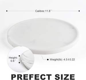 Plateau de service en pierre naturelle blanche à motif abstrait en marbre Statuario italien de Cork Mill Store pour salle de bain, cuisine, café - Product Image 2