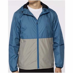 Windbreak Waterproof Breathable Quick Dry Patchwork <b>Rain</b> <b>Jacket</b> <b>Lightweight</b> Polyester Windbreaker Hooded Collar Zipper Closure - Product Image 1