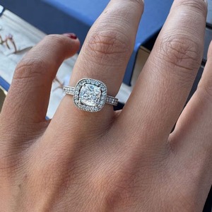 Man-Made Diamond <b>Jewellery</b> Cushion Cut Lab Grown Diamond 1.20 Ct F Color In A Vintage Style Ring Of Polished 14K Solid Gold - Product Image 3