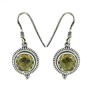18K Gold Plated Vintage Style 925 Sterling <b>Silver</b> Citrine Dangle Earrings with Diamond for Women's <b>Wedding</b> Jewelry - Product Image 3