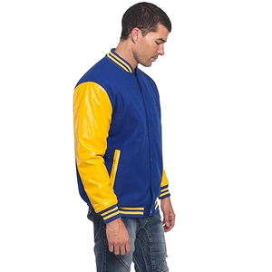 Chaqueta Varsity de Béisbol Universitaria de Cuero y 100% Algodón, Estilo Urbano, Personalizada con Estampado Frontal, Tipo Letterman para Hombre, Servicio OEM, Resistente al Viento - Product Image 5