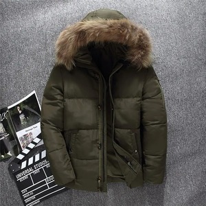 Veste d'hiver pour homme avec capuche en fausse fourrure Parka épaisse coupe-vent col montant longue marque-vêtements vêtements d'extérieur Style décontracté - Product Image 5