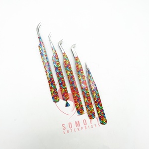 Professional Handmade Stainless Steel Eyelash Tweezers Customized Silver Tip Beauty <b>Tool</b> <b>Smooth</b> Care Sustainable Durable High - Product Image 1
