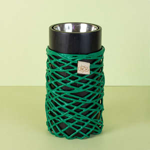 Quemador Bakhoor de madera negro hecho a mano con envoltura de hilo beige soporte de incienso árabe con taza de metal - Product Image 2