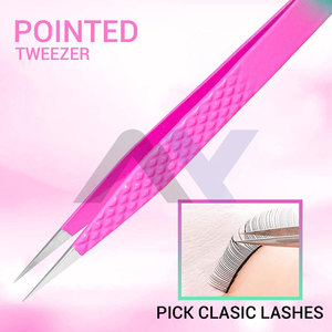 Pince à épiler à pointe de fibre en forme de L de marque privée de qualité supérieure à 45 et 90 degrés pour les applications de cils de volume d'extensions de cils de précision - Product Image 6